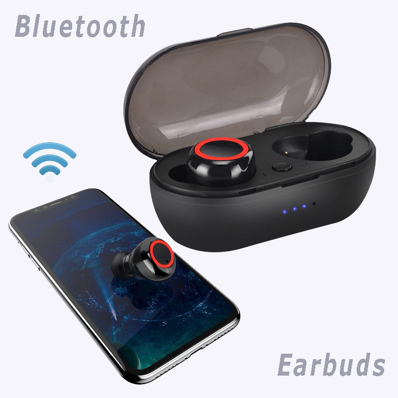 Tai nghe bluetooth BY50 TISSELLY tai nghe cảm ứng không dây tws 5.0 với ngăn sạc - hàng nhập khẩu