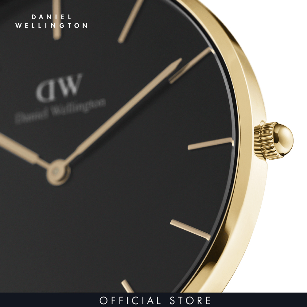 Đồng hồ Nữ Daniel Wellington dây lưới - Petite Evergold mặt đen - vỏ