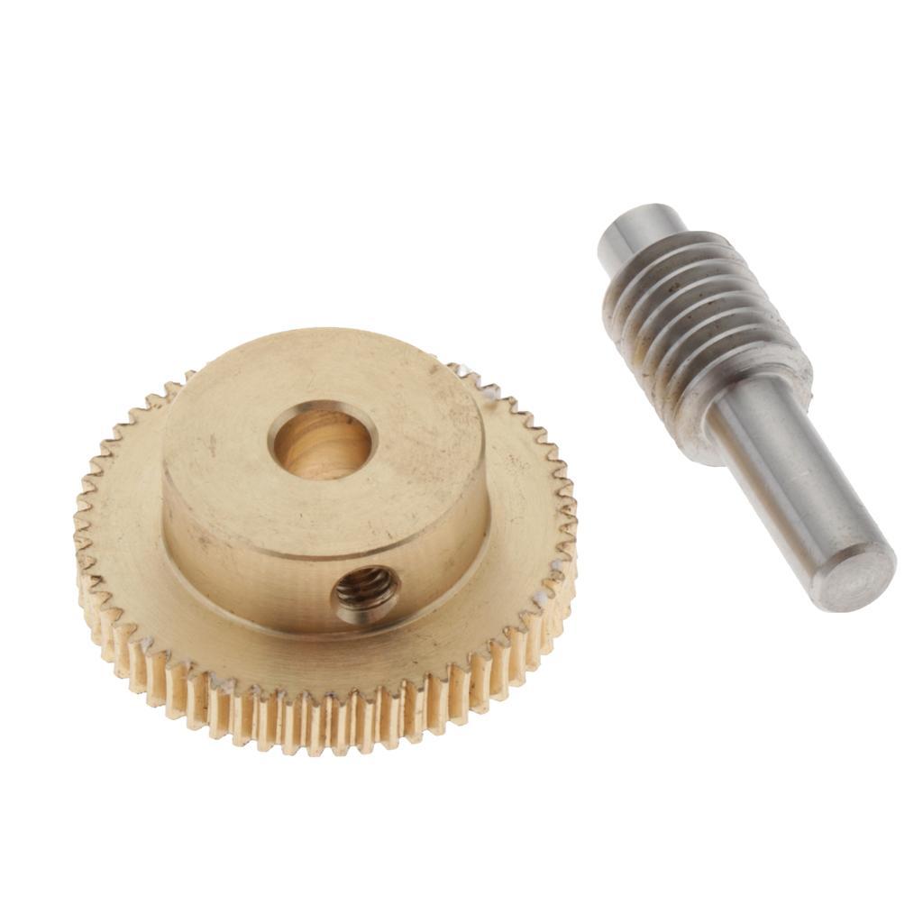 0.5 Modulus Brass Worm Gear Wheel 60 Tooth + Steel Gear Shaft Set 2X
