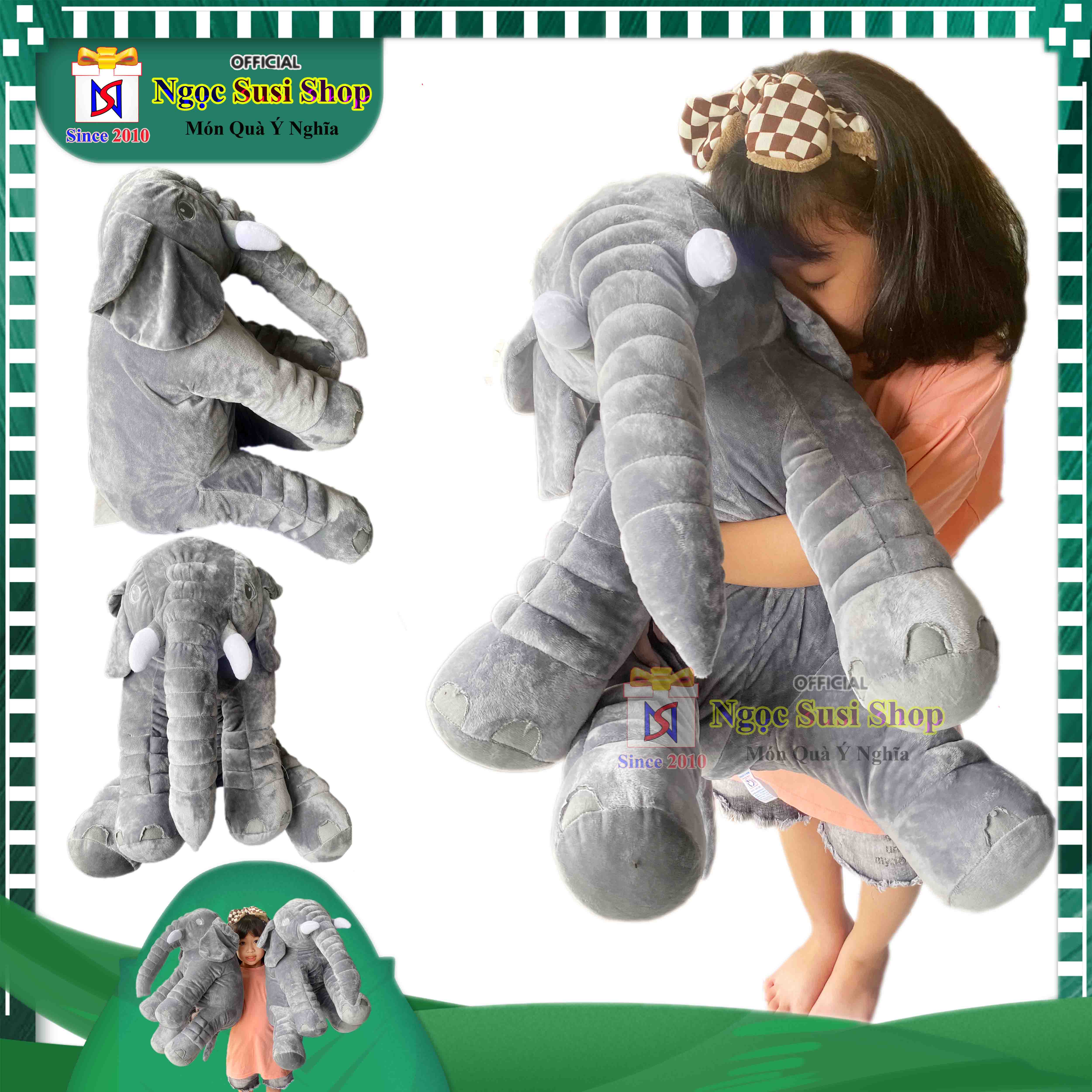 THÚ NHỒI BÔNG CON VOI LỚN CHO BÉ YÊU ÔM NGỦ - GẤU BÔNG CON VOI