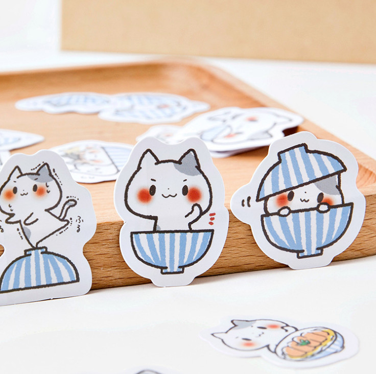 Hộp 45  Miếng Dán Sticker Trang Trí Mèo Tô Nhật Bản