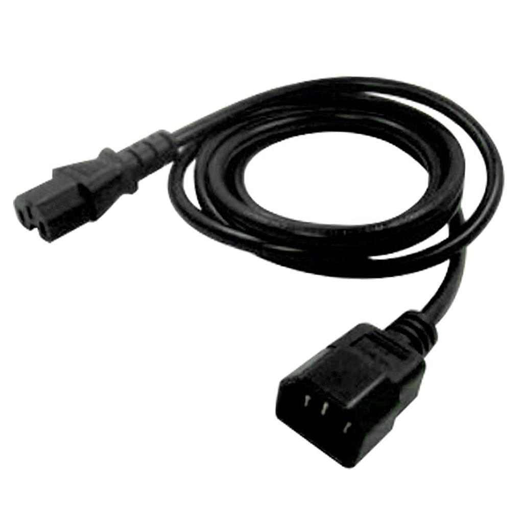 Power Extension Cable IEC 320 C14 to C15 Plug Black 1.5M For PC Computer UPS
