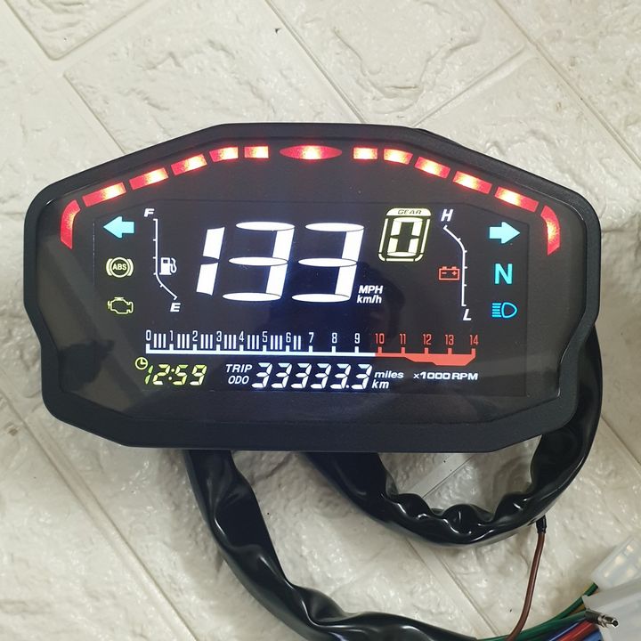 Đồng hồ điện tử DUCATI Báo km, Có Báo xăng, Báo vòng tua máy- màn hình LCD cực chất - G2098