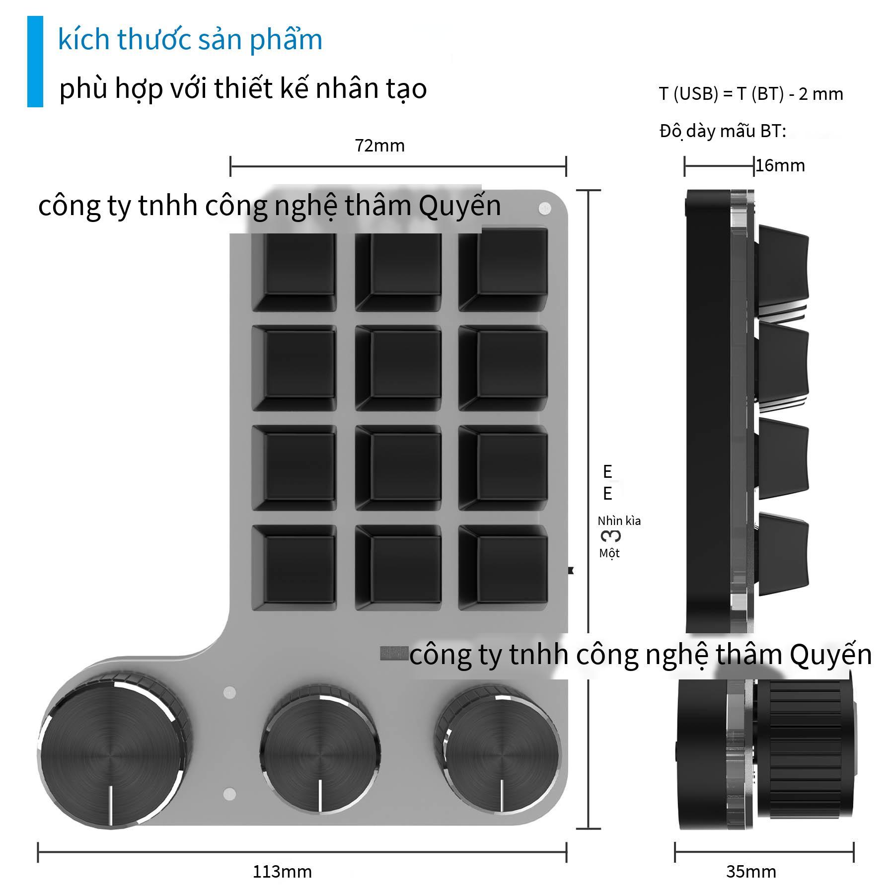Giá thấp nhất 12 phím Bluetooth có dây tùy chỉnh lập trình vẽ bàn phím nhỏ gọn phím tắt sao chép dính điều chế âm lượng một phím