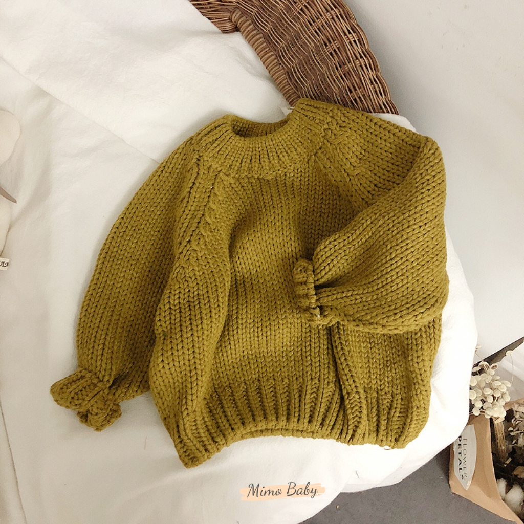 Áo len cổ tròn basic chất dày dặn mùa thu đông cho bé Mimo Baby QA59