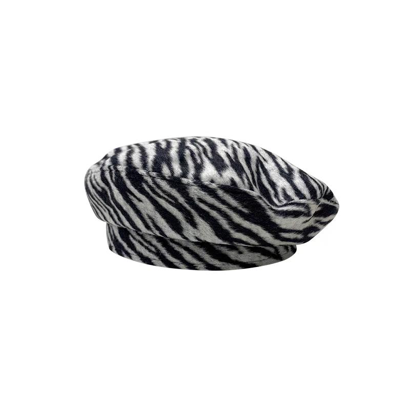 Thời Trang Đường Phố Ngựa Vằn Tweed Mũ Nồi Thu Đông Nam Nữ Nón Thời Trang Gia Vị Cô Gái Cá Tính Retro Họa Sĩ nón Lưỡi Trai