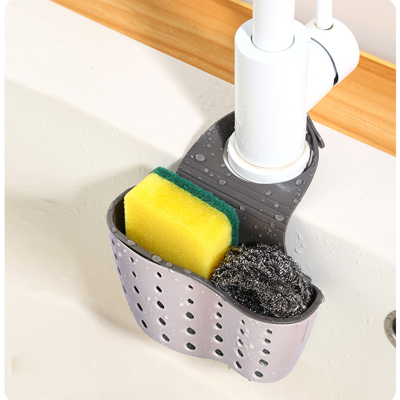 Giỏ nhựa 2 lớp đựng đồ rửa chén dụng cụ nhà tắm kiểu dáng tổ ong treo vòi nước