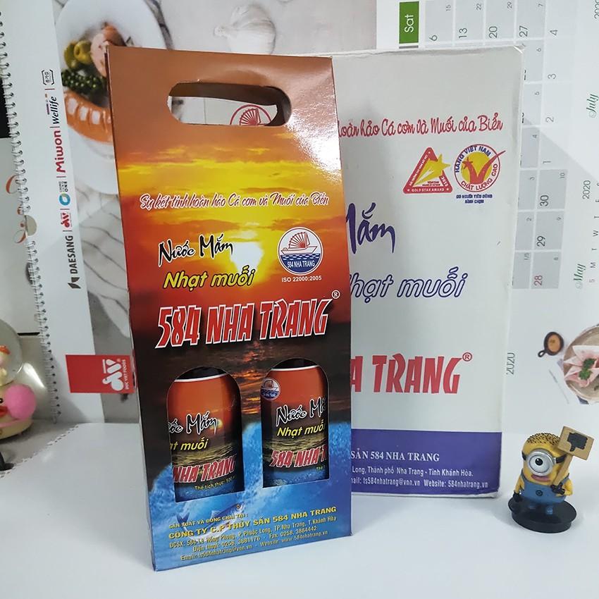 Thùng 6 chai Nước mắm Nhạt muối 40 Độ Đạm - 584 Nha Trang, Nước mắm cho người ăn kiêng, Chai PET 500ml, Date mới nhất