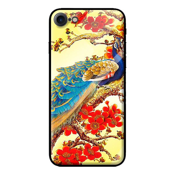 Ốp kính cường lực cho iPhone 8 mẫu chim công 5 - Hàng chính hãng