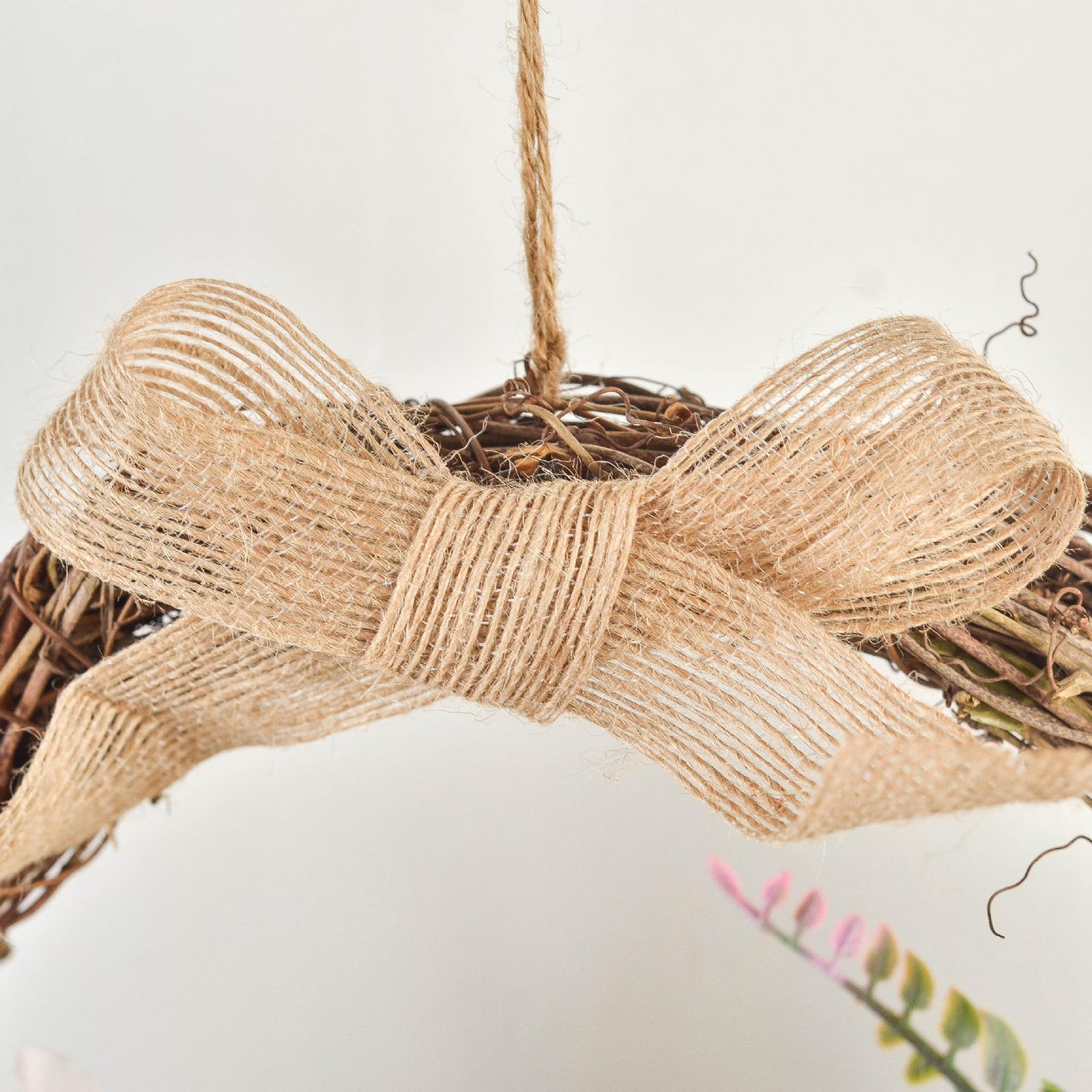 Flower Wreath Rattan Hoop Door Wall Hanging Garden Party Decor Ornament