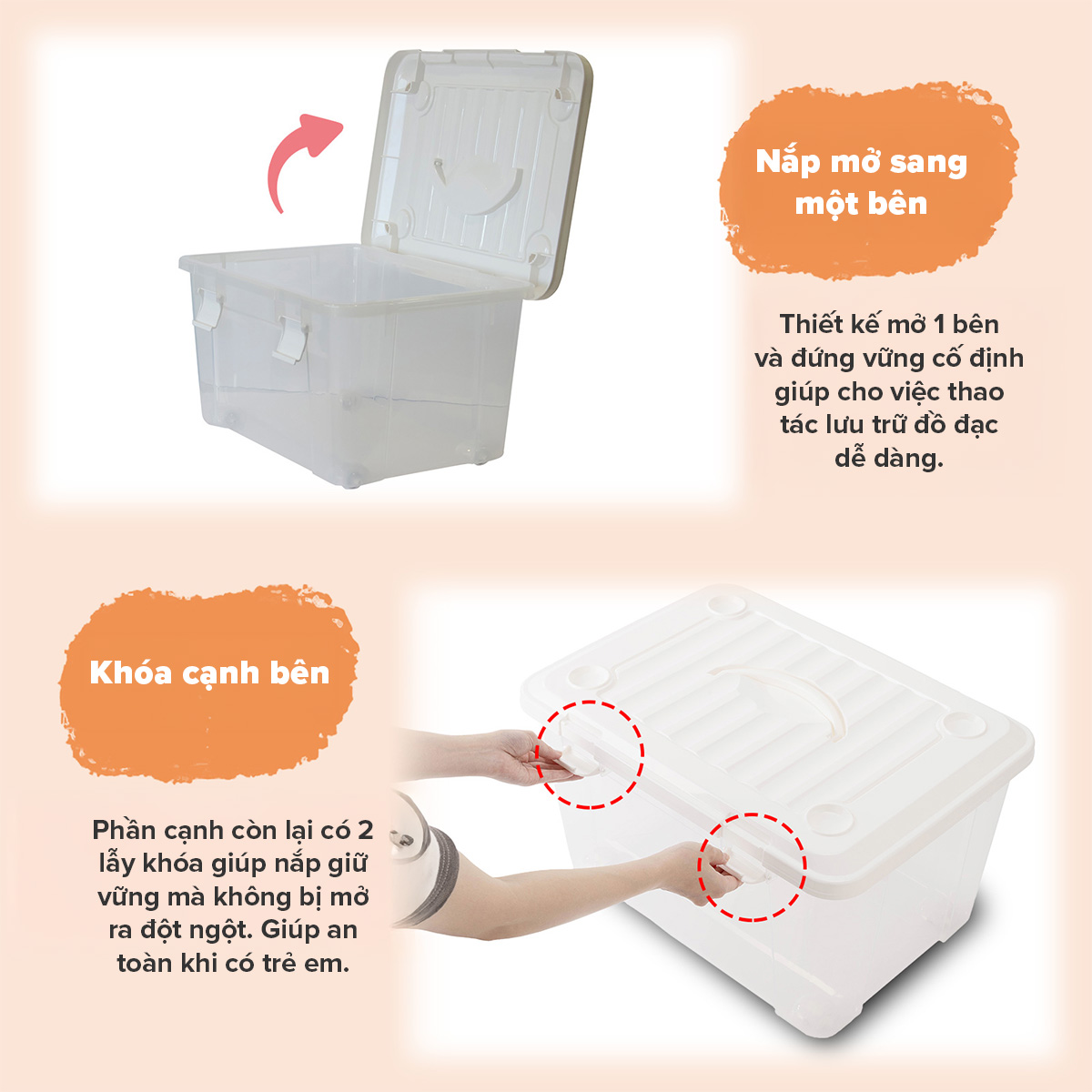 TENMA Hộp Nhựa Lưu Trữ Profix Case JAPAN QUALITY, Dung Tích 35L - 55L, Nắp có tay cầm, Có Khóa Gài