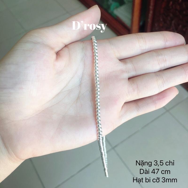 Dây chuyền bạc bi tròn trơn cho người lớn cỡ 3mm 4mm 5mm 6mm dài 47-55 cm chuẩn bạc ta c