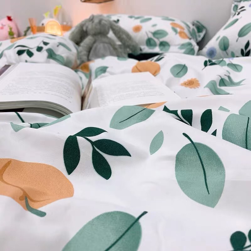 Bộ Chăn Chần Ga Gối Cotton LIDACO SP001133 - Trái Đào Cam
