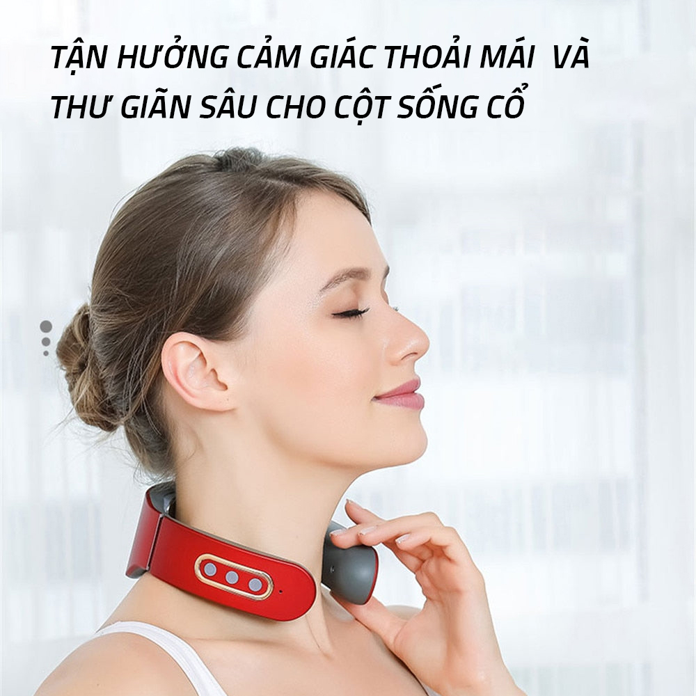 Máy massage cổ vai gáy 6 chế độ, 9 cường độ, 4 đầu mát xa, thoải mái tận hưởng cuộc sống