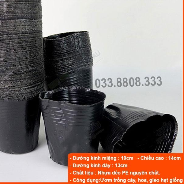 TUÍ BẦU TRÒN ĐEN ƯƠM CÂY - 1KG - CHẬU NHỰA SỬ DỤNG NHIỀU LẦN