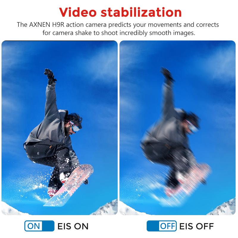 Camera hành động Axnen H9R, 4K 30pfs, 1080p 60pfs quay video thể thao, máy bay xe máy Mũ bảo hiểm xe đạp hành động chống thấm nước cam