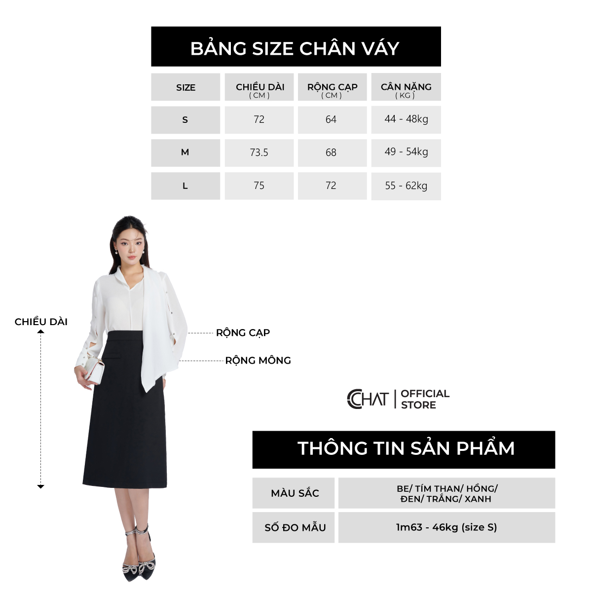 Chân Váy Kiểu Túi Cơi Dáng A Chất Tuytsi Cao Cấp Mềm Mịn 13CDS2013AT