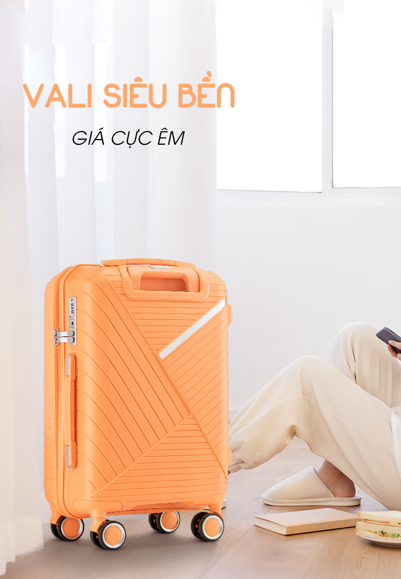 Set 3 size vali kéo nhựa PP V2 cao cấp- size 20&amp;24&amp;28