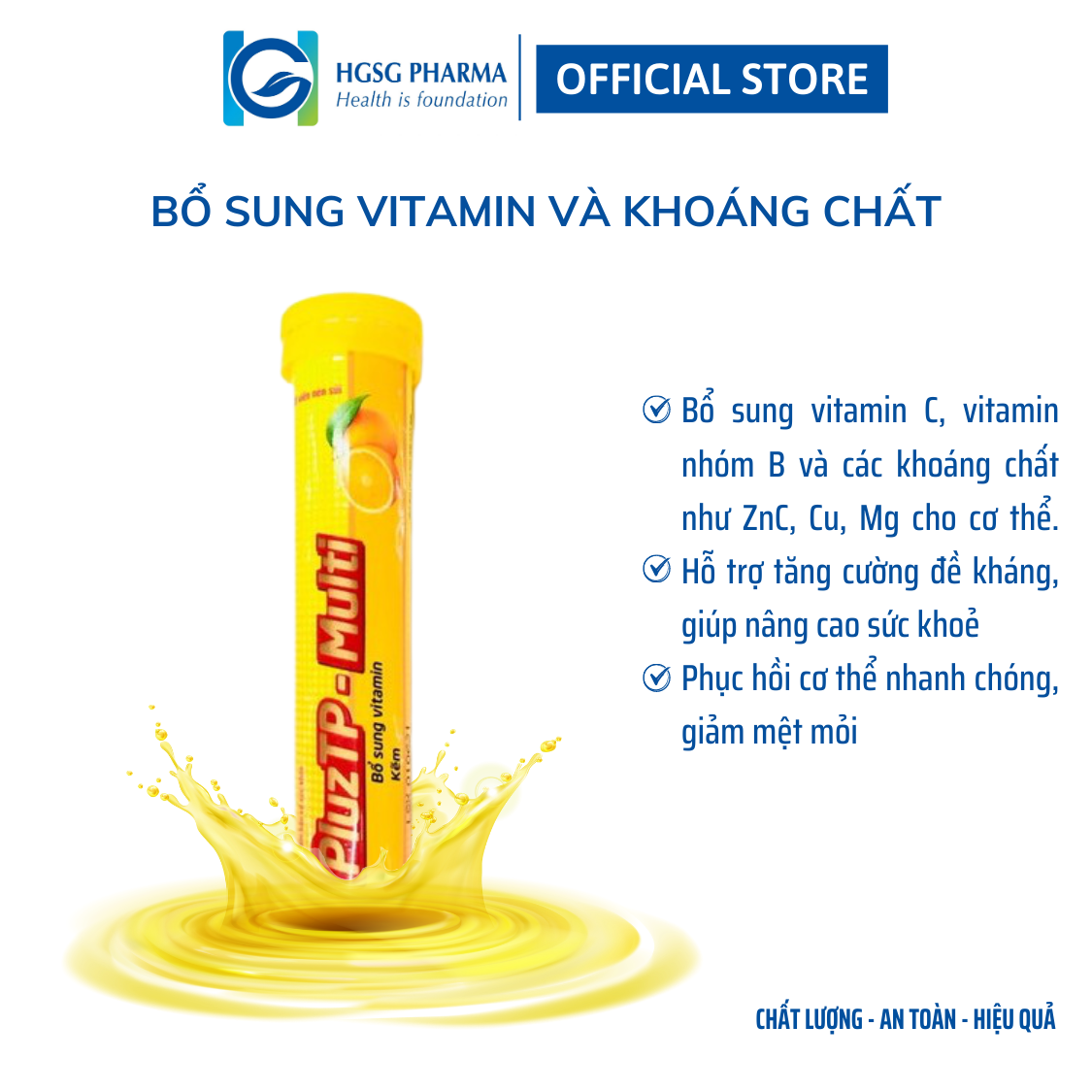 Viên sủi bổ sung vitamin và khoáng chất HGSG Pharma PLUZTP- MULTI