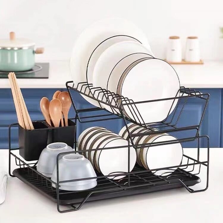 Kệ ráo chén dĩa 2 tầng nhà bếp Dish Rack Snless Steel