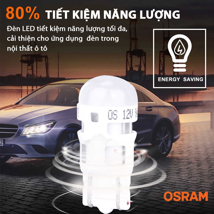 Combo 2 Bóng Đèn Led Chân Ghim Nhỏ OSRAM Standard T10 W5W 2825DW4.0 12V Màu Trắng Cool