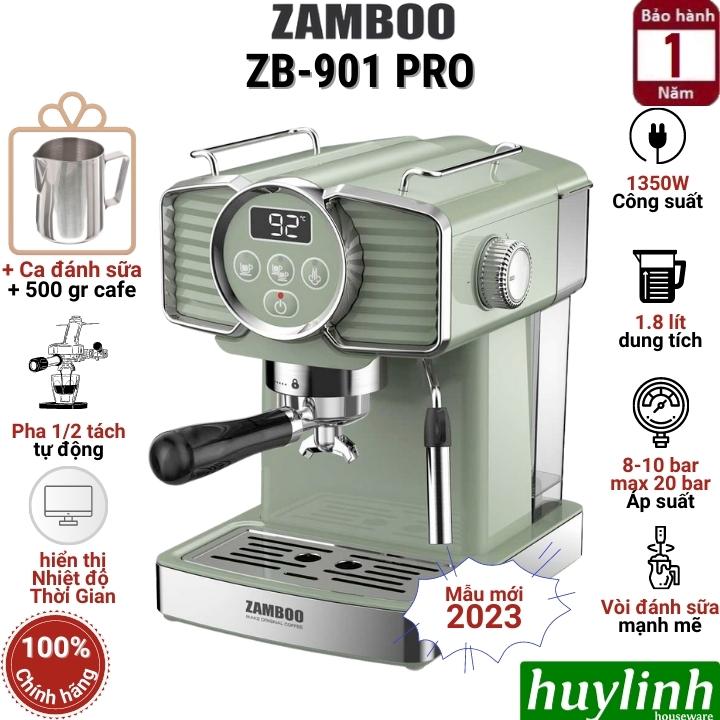 Máy pha cà phê Zamboo ZB-901 PRO - 1350W - Pha 1 - 2 tách tự động - Phong cách Vintage [Mẫu mới 2023] - Hàng chính hãng