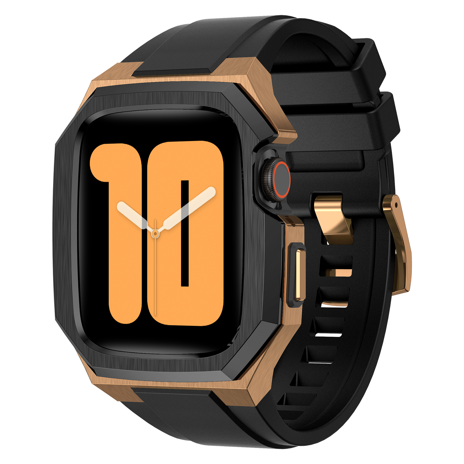 Ốp Case Vỏ Thép Không Gỉ bảo vệ tích hợp dây đeo Fluororubber cho Apple Watch Series 4/5/6/7/8/9/SE1,2 Size 44mm/45mm - Hàng Chính Hãng