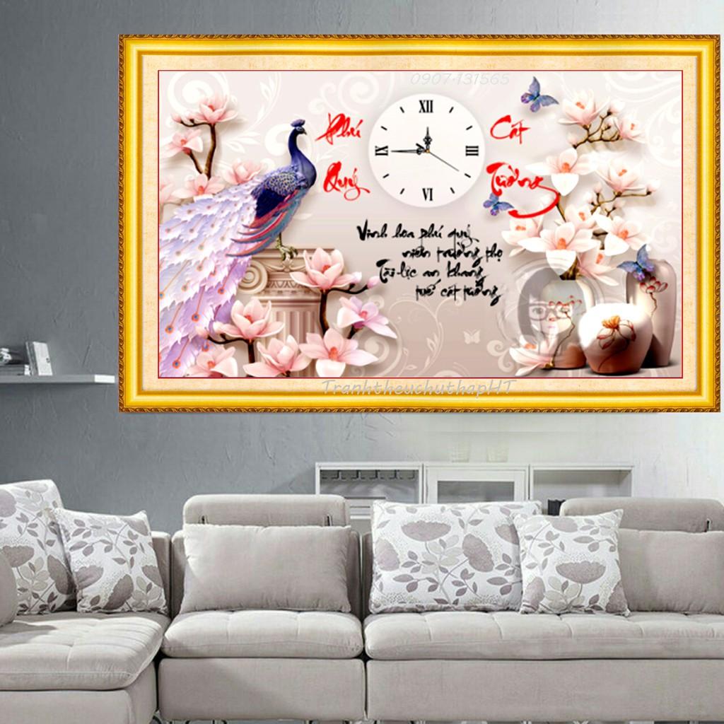 Tranh đính đá phú quý cát tường 90*58cm - tự đính