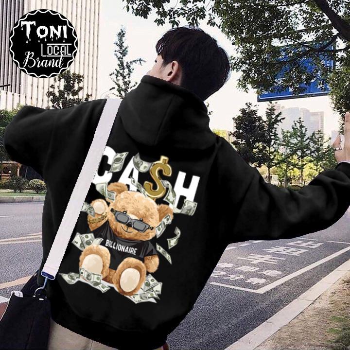 ( ) ÁO HOODIE Local Brand Unisex CASH BEAR Nỉ Bông Form Rộng Nam Nữ (HD4800L - Full Size - Kèm Video Ảnh Thật)