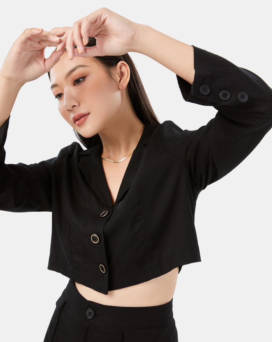 Áo Cropped Nữ Thời Trang JUNO Blazer Cá Tính JNAKI013