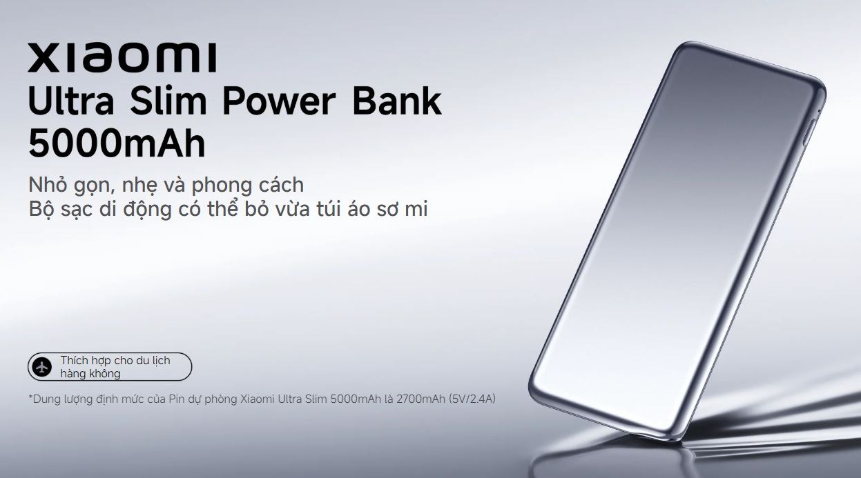 Pin sạc dự phòng Xiaomi Ultra Slim Power Bank 5000mAh BHR9624TH - GiaPhucStore | Hàng Chính Hãng