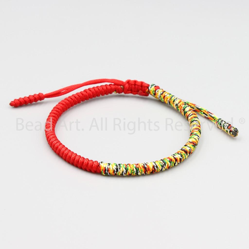 Vòng Tay Dây Ngũ Sắc Thắt Chỉ Màu Tibet Handmade , Hợp Mệnh Hoả, Thổ, Vòng Tay Phong Thuỷ, Chuỗi Hạt - Bead Art