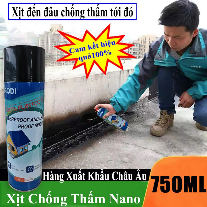 Bình Xịt Nano Chống Thấm Dột, Chai Xịt Chống Dột Mái Tôn, Sơn Chống Thấm Nhật Bản Loại To 750ml, Độ Bền 50 Năm