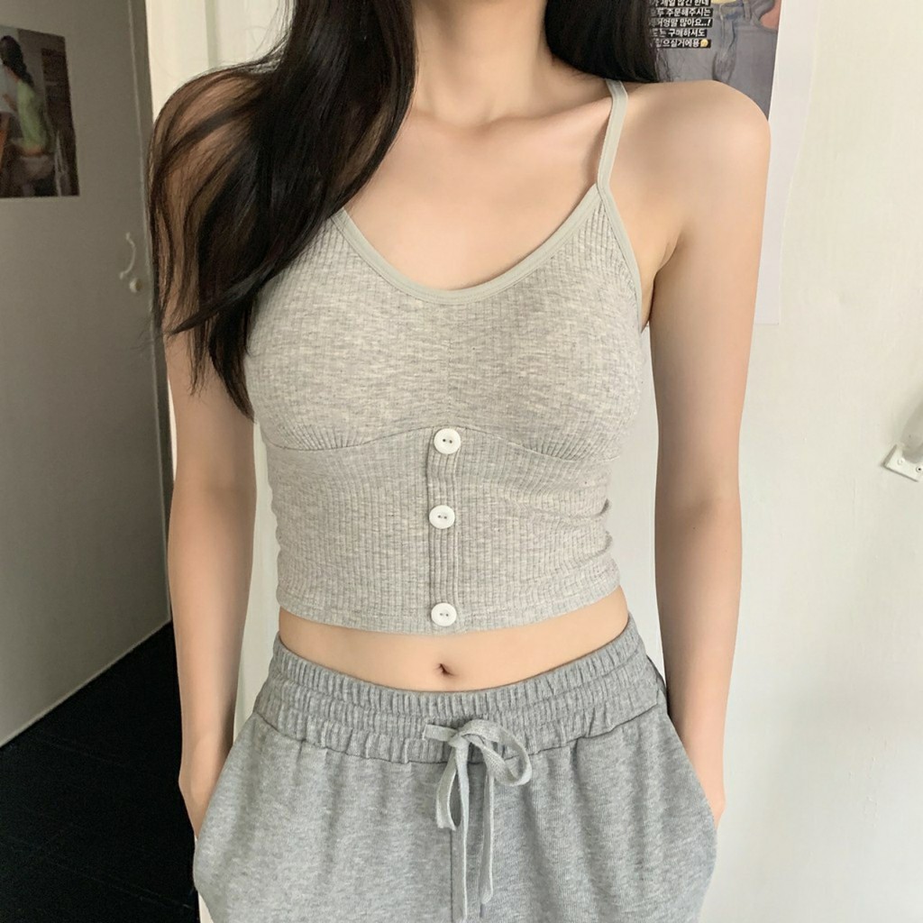 ÁO BRA 2 DÂY CROPTOP LEN TĂM 3 KHUY - 2079