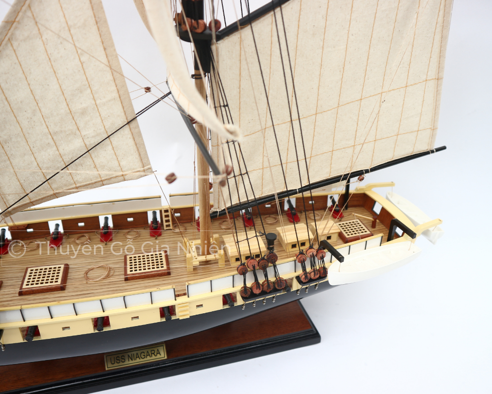 Mô Hình Thuyền Gỗ Phong Thủy Dạng Thuyền Cổ USS NIAGARA Chính Hãng Hàng Xuất Khẩu Chất Lượng Cao