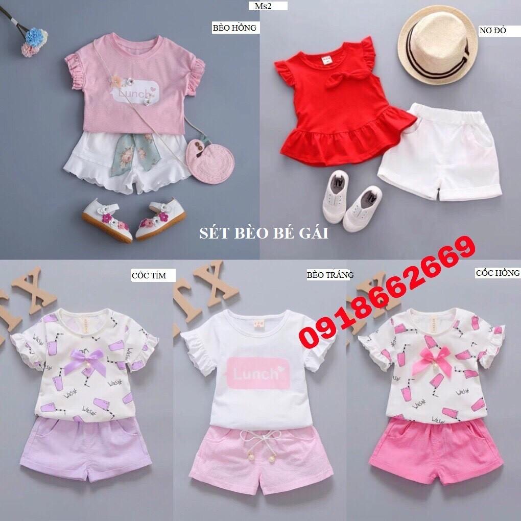 Bộ hè bé gái combo 5 bộ, cotton 4 c cao cấp size 5-21kg