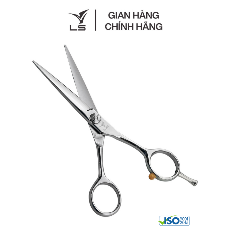 Kéo cắt tóc LS lưỡi thẳng quai offset cân đối xứng đỡ ngón cố định CB15/5.5