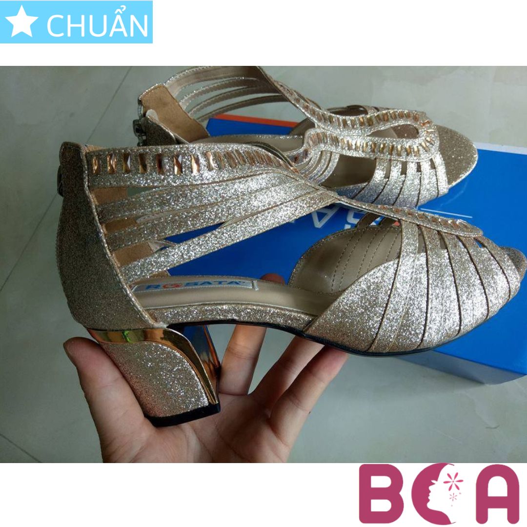 Giày cao gót nữ màu vàng 5p RO172 ROSATA tại BCASHOP kiểu dáng sandal theo phong cách nữ hoàng Ai Cập, cực kì sang trọng