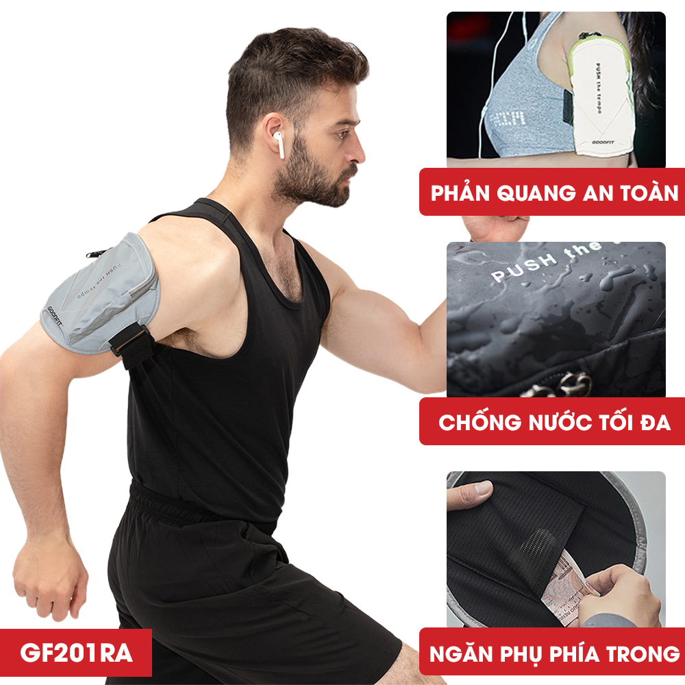 Túi đeo bụng, đai đeo điện thoại chạy bộ chính hãng Goodfit GF10X chống nước, phản quang, sức chứa lớn