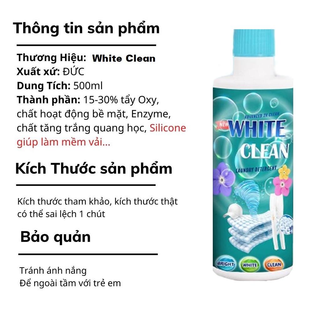 Thuốc tẩy White Clean, tẩy trắng vùng cổ, tay áo, mốc, vết ố quần áo, không bị phai màu