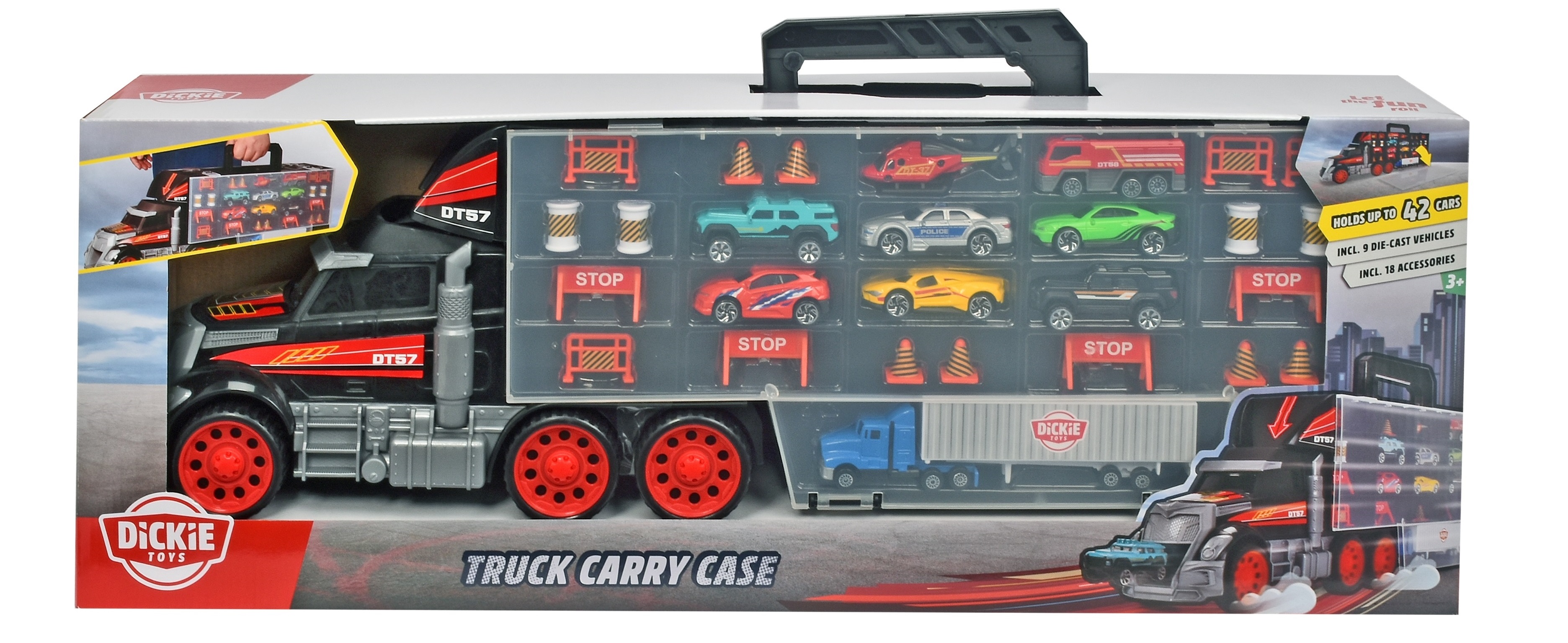 Bộ Đồ Chơi Xe Tải Dickie Toys Truck Carry Case (61.5 x 12.1 x 20.3 cm)