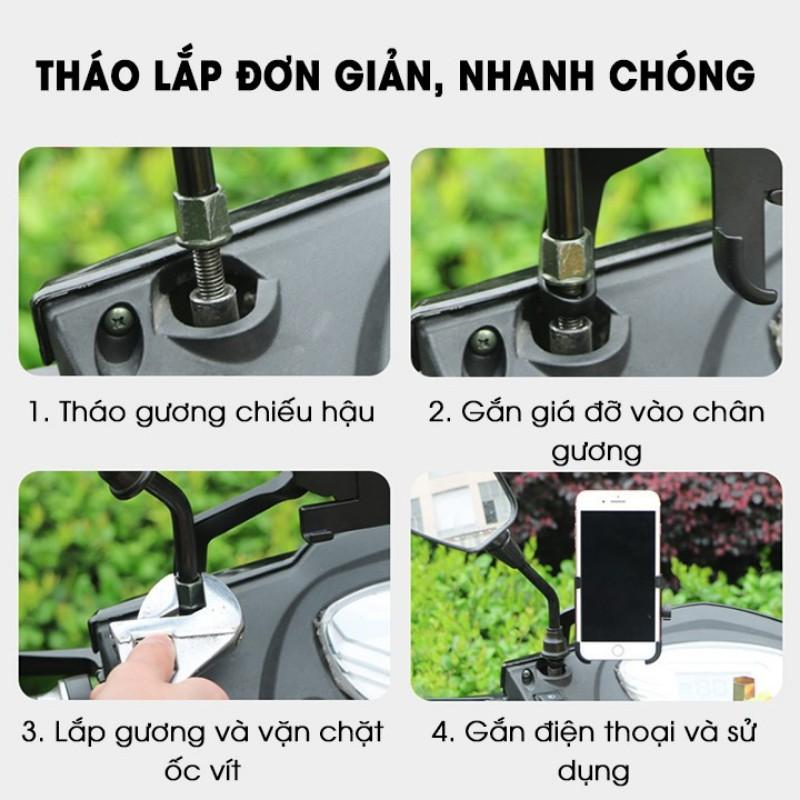 Giá Đỡ Kẹp Điện Thoại Xe Máy Đa Năng Chống Cướp Giật Chống Nước,Chất Thép Không Gỉ Độ Bền Cao