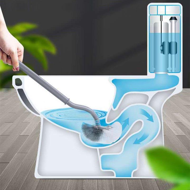 Bàn Chải Cọ Toilet Cán Dài - Chổi Chà Rửa Bồn Cầu Nhà Vệ sinh Bền Đẹp Mềm Mại (Tặng Móc Treo)