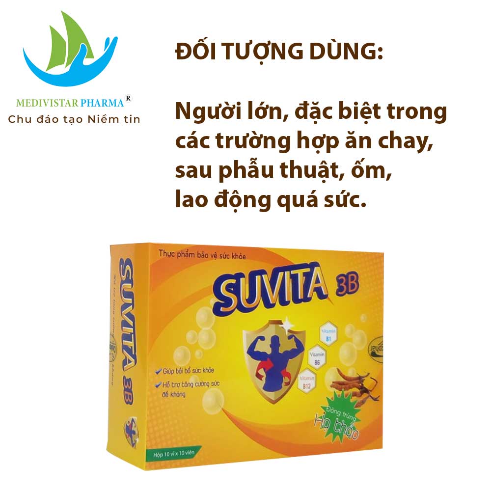 Combo 3 Hộp Viên Đạm Bổ SUVITA Bổ Sung Vitamin Tăng Cường Sức Khỏe, Nâng Cao Đề Kháng 100 Viên/Hộp