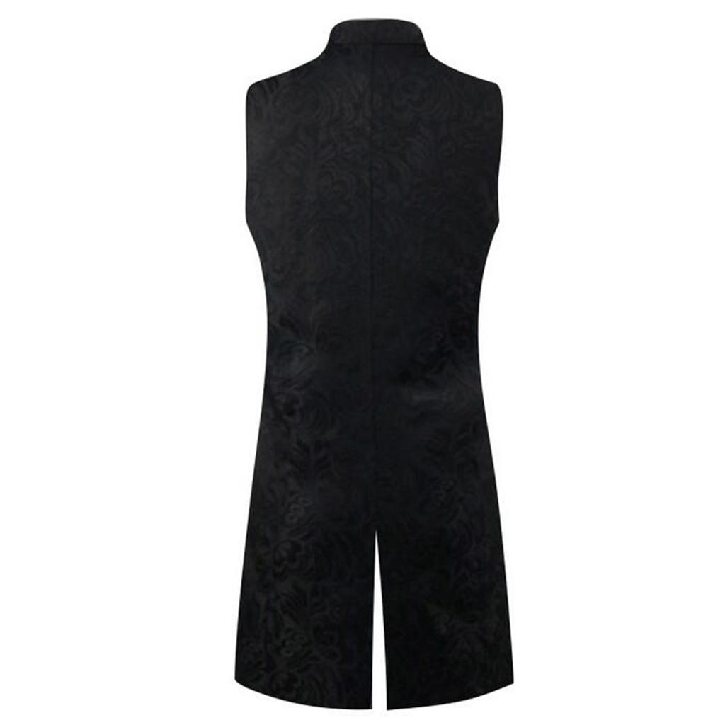Mens Gothic Steampunk Double Breasted Vest Brocade Waistcoat