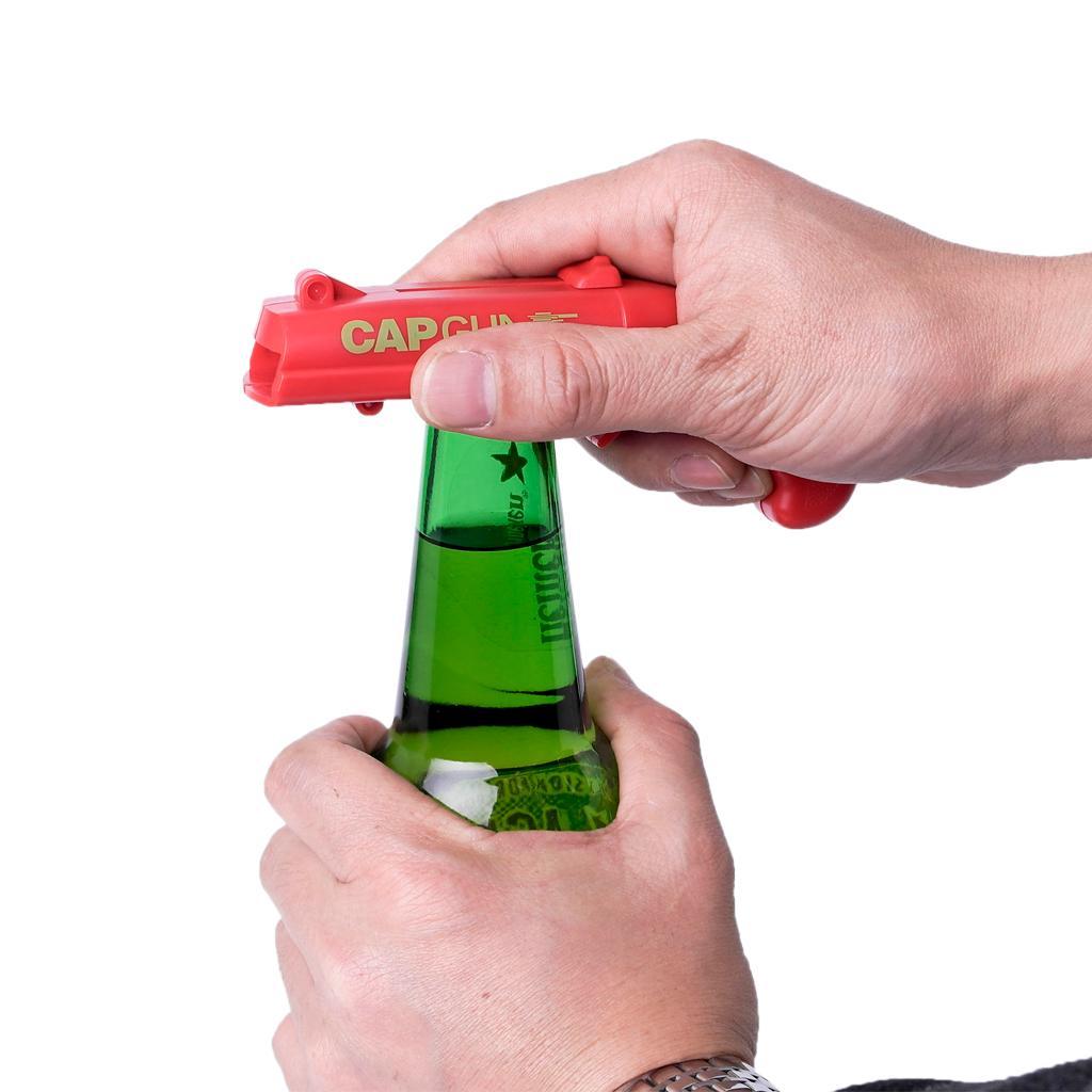 6xCap Beer Bottle Opener Flying Cap Launcher Bar Tool Beer Opener Black