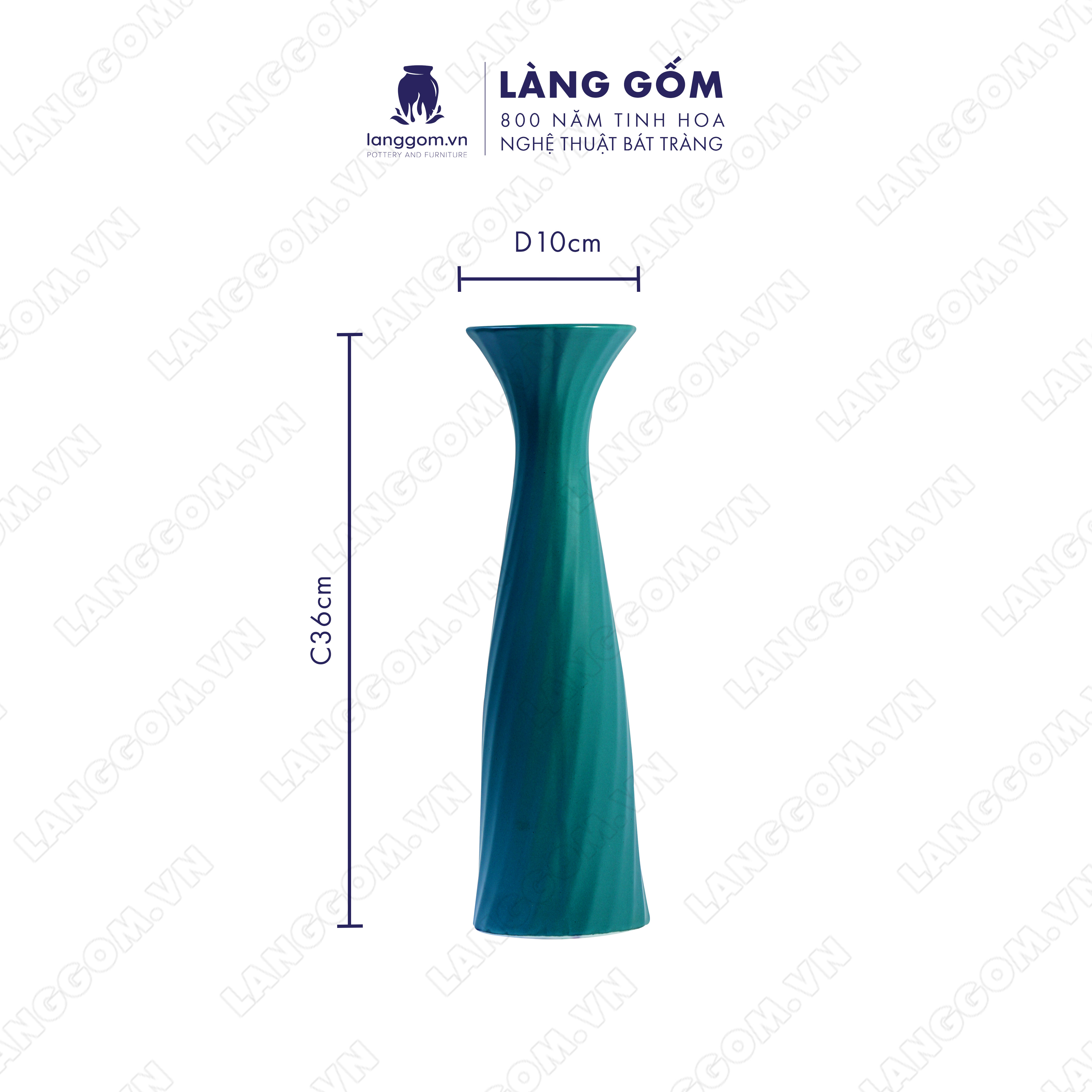 Bình hoa, lọ hoa Gốm sứ Bát Tràng cao cấp Men mát khăn vặn dùng làm quà tặng, trang trí - Làng Gốm Bát Tràng