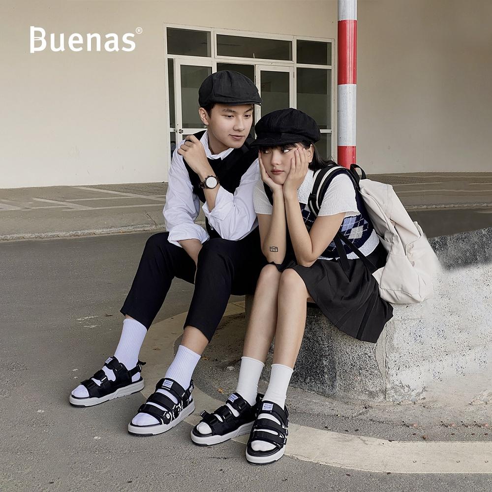 Giày sandal nam nữ unisex đi học quai ngang Buenas Sport SD6868 đế cao 3 phân