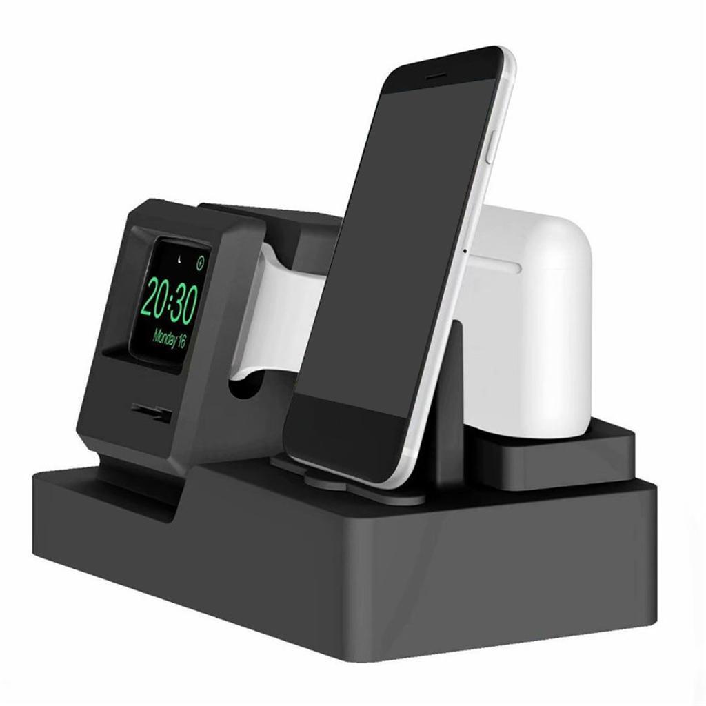 3 In 1 Silicone Charger Stand Charging Dock for iPhone Watch