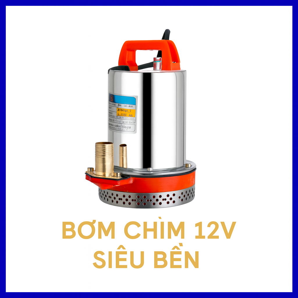 Bơm Chìm 12V Siêu Bền – Dùng Cho Bình Ắc Quy, Tưới Cây, Bơm Ao Hồ, Bơm Tõm Lõi Đồng Siêu Bền, Lưu Lượng Mạnh